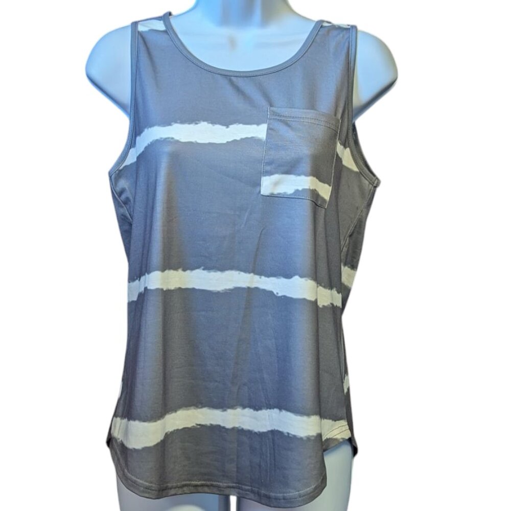 Shein Tank Top Sleeveless Shirt Stripe Pocket Women's Size Small/Medium